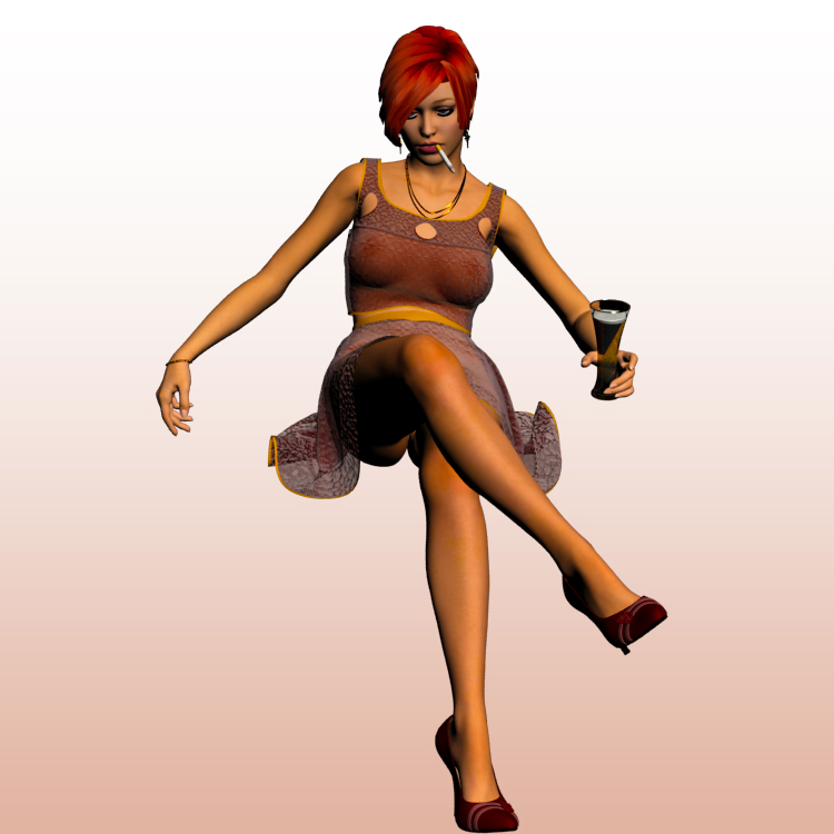 Trinkendes rauchendes Mädchen 3D-Modell